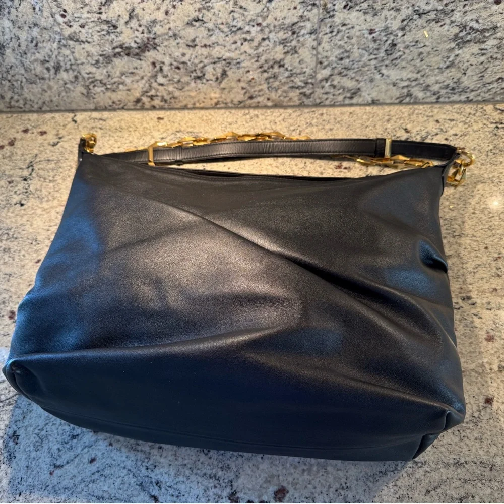 Jimmy Choo Black Hobo Bag with Gold Chain